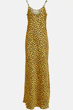 Paco rabanne Chain-detail leopard-print satin slip dress
