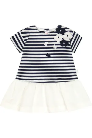 Il gufo Baby striped cotton-blend dress