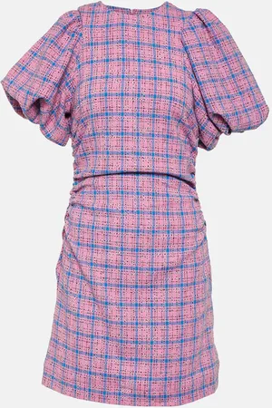 Ganni Checked cotton-blend minidress