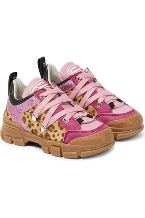MONNALISA Leopard-print leather-trimmed sneakers