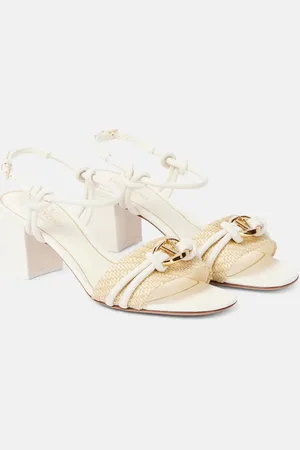 VALENTINO GARAVANI VLogo raffia-trimmed leather sandals