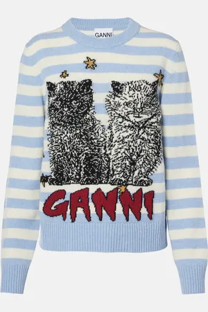 Ganni Striped wool-blend sweater