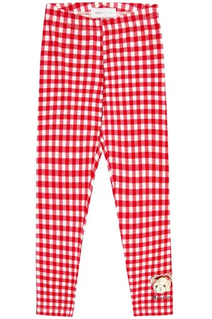 MONNALISA Gingham cotton-blend leggings
