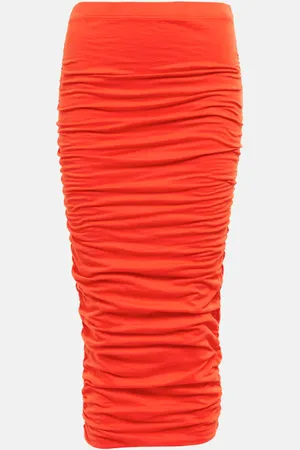 Velvet Lisa ruched jersey midi skirt