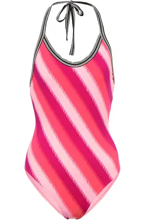 DRIES VAN NOTEN Striped halterneck swimsuit