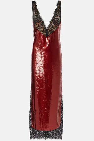 Ilkyaz Ozel Lace-trimmed sequined gown