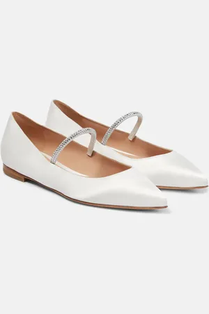 Gianvito Rossi Crystal-embellished satin ballet flats