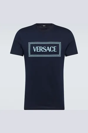VERSACE Logo embroidered cotton jersey T-shirt