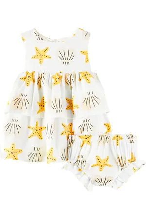 FÁBULA FÃ¡bula Baby printed cotton-blend dress and bloomers set