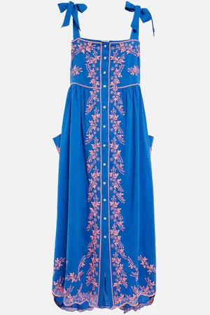 Juliet Dunn Embroidered cotton midi dress