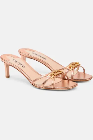 Tom Ford Whitney T metallic leather mules