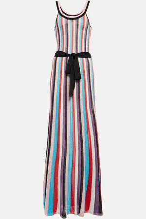 Rebecca Vallance Striped metallic knit maxi dress