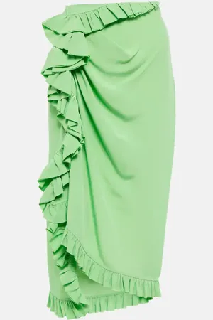 DRIES VAN NOTEN Ruffle-trimmed crÃªpe midi skirt