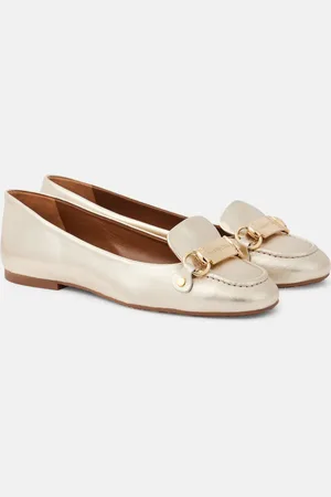 See by Chloé See By ChloÃ© Signature metallic leather ballet flats