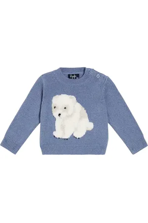 Il gufo Baby embroidered virgin wool sweater