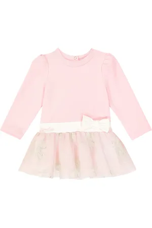 MONNALISA Baby bow-detail cotton-blend dress