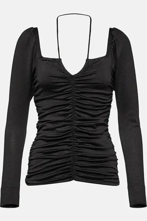 Ganni Ruched jersey top