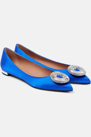 Aquazzura Crystal Hoop satin ballet flats