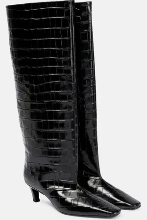 Totême Croc-effect leather knee-high boots