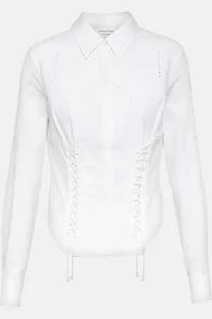 Marine Serre Embroidered openwork linen shirt