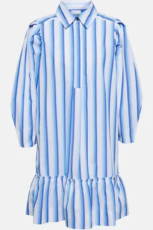 Ganni Striped cotton minidress