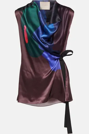 Roksanda Printed self-tie silk top