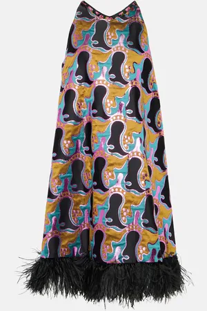 La DoubleJ La Fenice feather-trimmed minidress