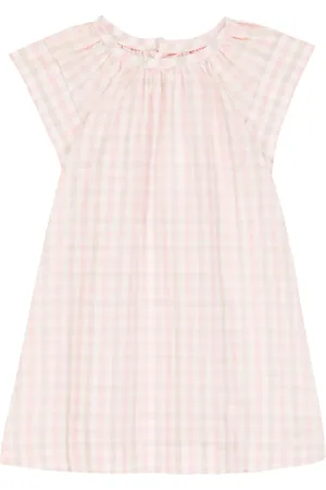 BONPOINT Checked cotton and linen dress