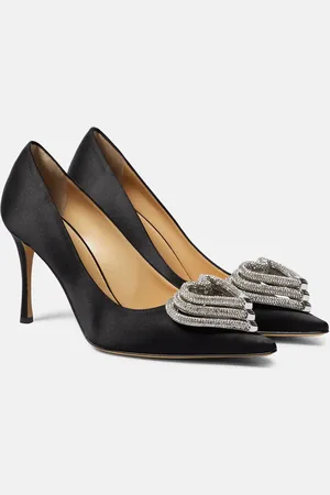 Mach & Mach Triple Heart embellished satin pumps