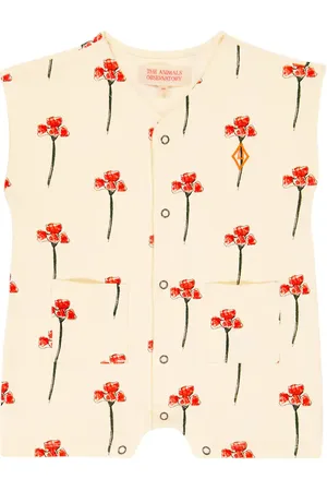 The Animals Observatory Baby Ape floral cotton playsuit