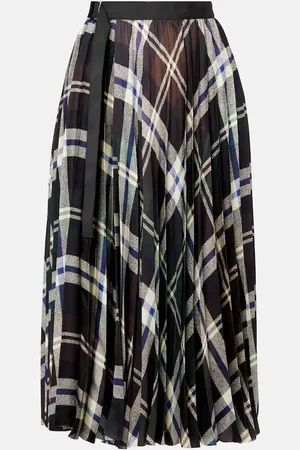 SACAI Plaid midi skirt