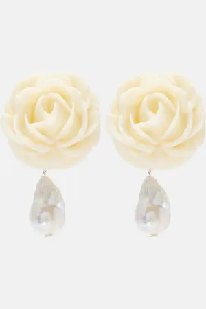 MAGDA BUTRYM Rose sterling silver drop earrings with freshwater pearls