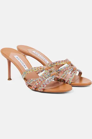 Aquazzura Playita 75 leather-trimmed sandals