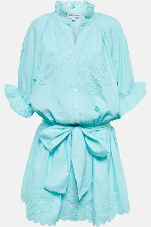 Juliet Dunn Embroidered cotton poplin minidress