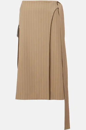 Victoria Beckham Pinstripe wool midi skirt