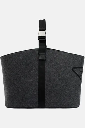 Prada Logo leather-trimmed felt log carrier