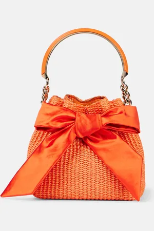 Jimmy Choo Bon Bon bow-detail raffia bucket bag