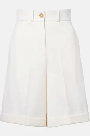 Patou High-rise cotton gabardine Bermuda shorts