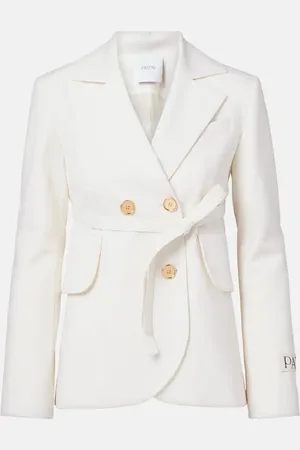 Patou Double-breasted belted wool-blend blazer