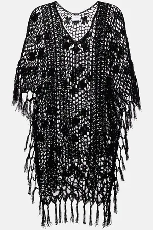 ANNA KOSTUROVA Fringed crochet cotton kaftan