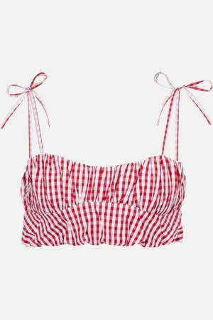 FAITHFULL THE BRAND Mira gingham cotton poplin crop top