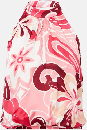POUPETTE ST BARTH Clea printed halterneck satin top