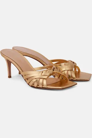 Gianvito Rossi Woven metallic leather mules