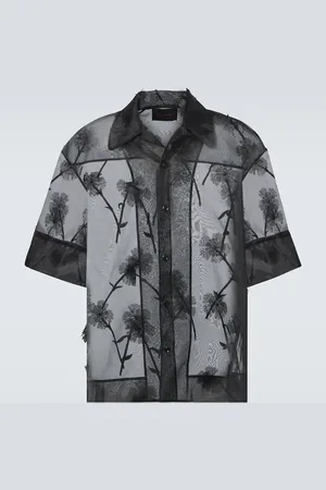 Simone Rocha Carnation floral-appliquÃ© organza bowling shirt