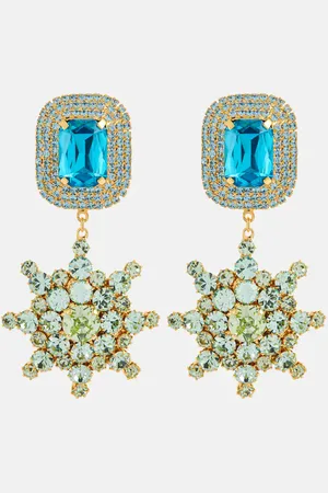 MAGDA BUTRYM Starbust drop brass and crystals pendant earrings