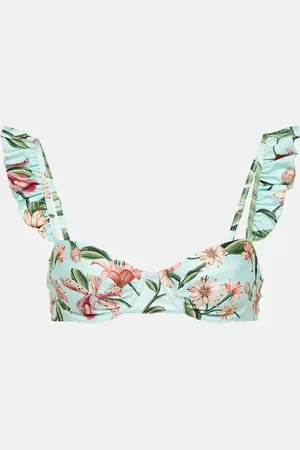 Agua by Agua Bendita Kiwi floral ruffled bikini top