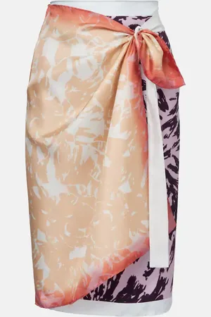 DRIES VAN NOTEN Printed silk wrap skirt