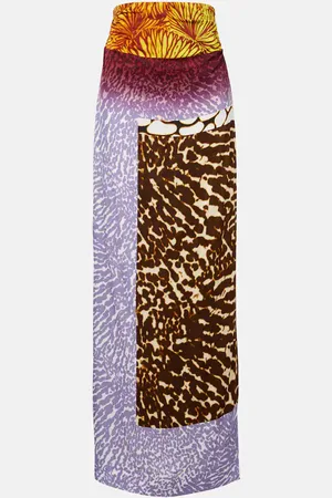 DRIES VAN NOTEN Printed silk midi skirt