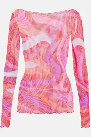 Puccini Marmo semi-sheer tulle top