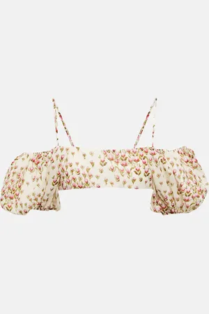 Giambattista Valli Floral off-shoulder cropped top